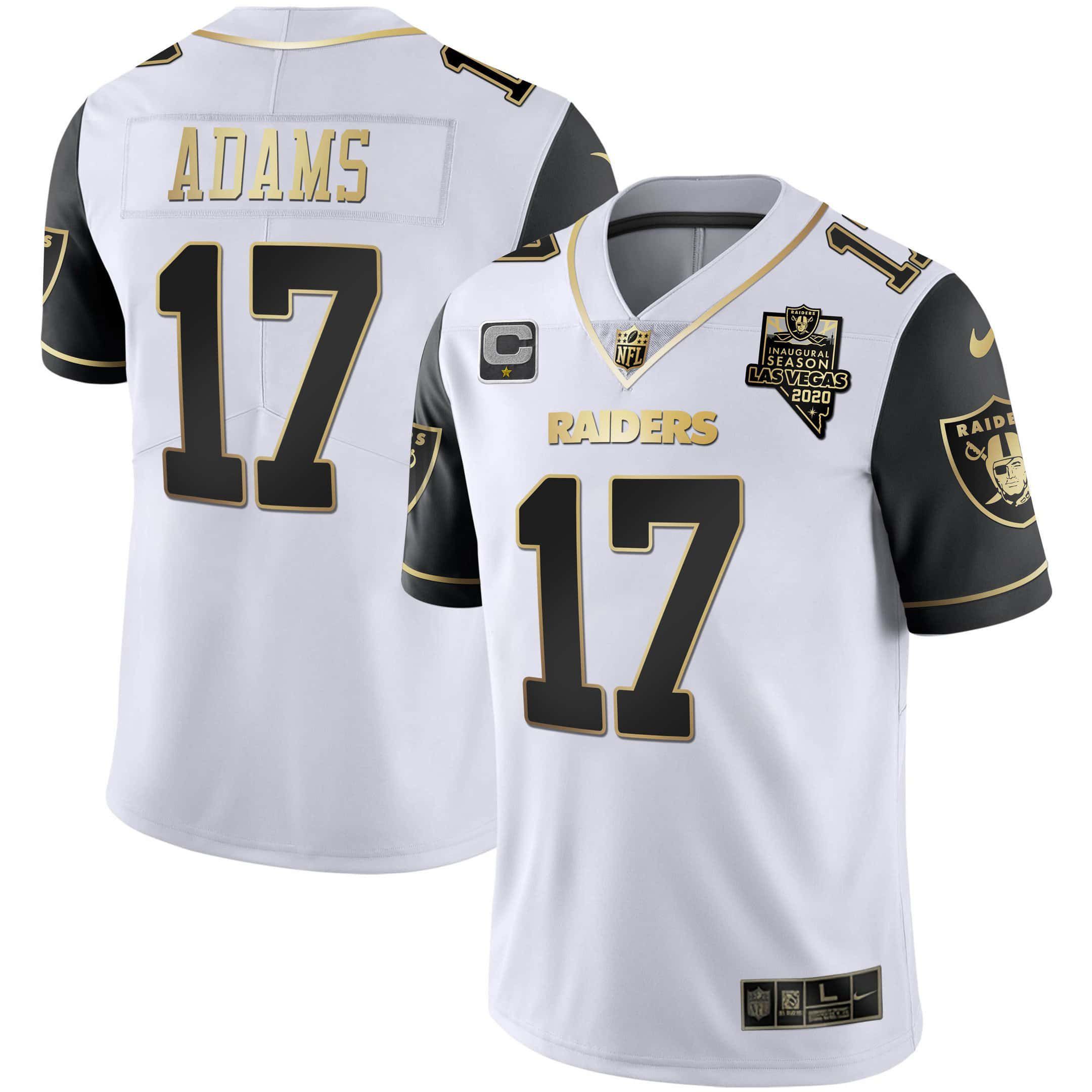 Men Oakland Raiders 17 Adams 2024 Nike Vapor White Gold & Black Inverted Limited NFL Jersey style 1